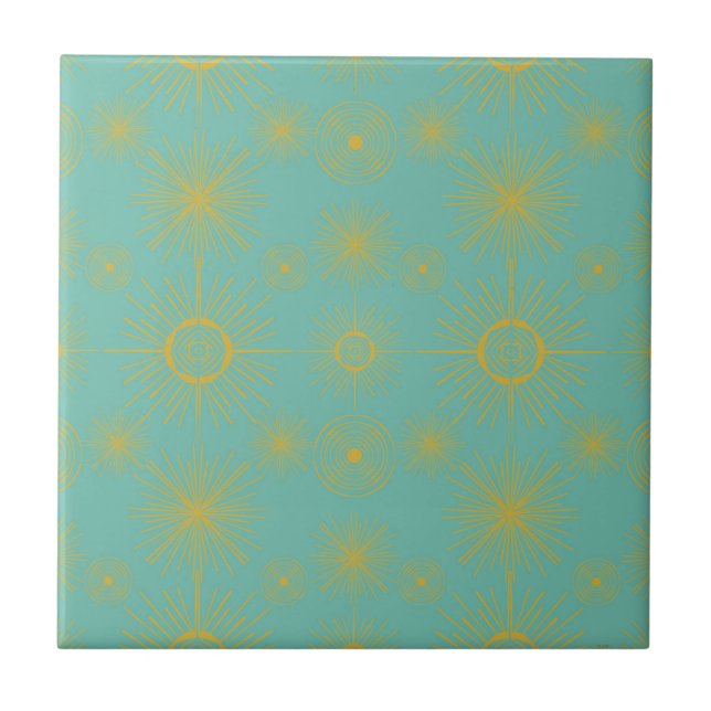 Carreau Boho Celestial Sun Stars Turquoise Motif (Devant)