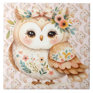 Carreau Boho Cottagecore Owl Floral Farmcore Charme