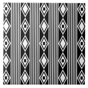 Carreau Boho Diamonds Grandes Blancs Noir