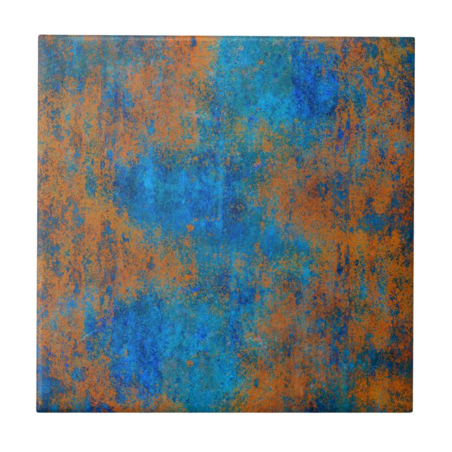 Carreau Boho Grunge Bleu Cuivre (Devant)