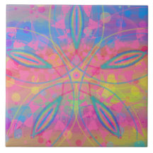 Boho Hippie Tie Dye Neon Pastel Mandala Abstrait