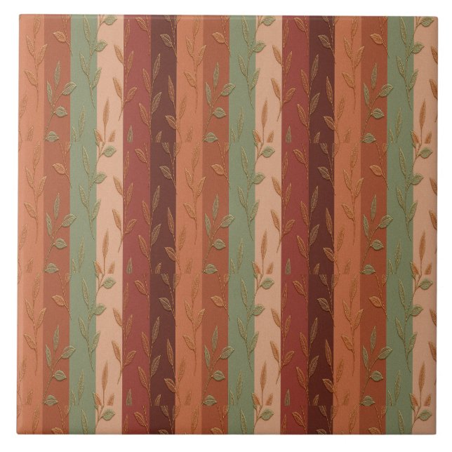 Carreau Boho Leaf Motif Rustic Home Décor (Devant)