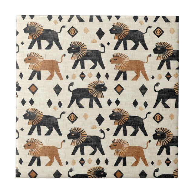 Carreau Boho Lion Tribal Safari Pattern (Devant)