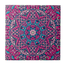 Boho Mandala rose, Turquoise et marine