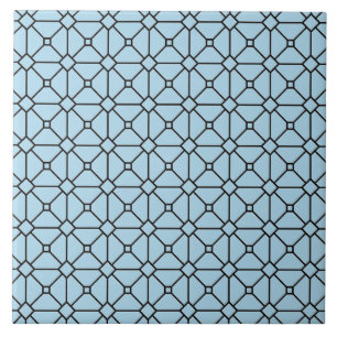 Carreau Boho moderne Motif noir et bleu Rhombus