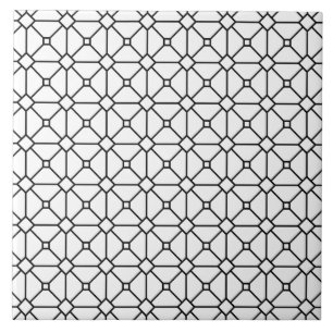 Carreau Boho moderne noir et blanc Motif Rhombus