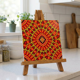 Carreau Boho Oriental rouge et orange Motif géométrique