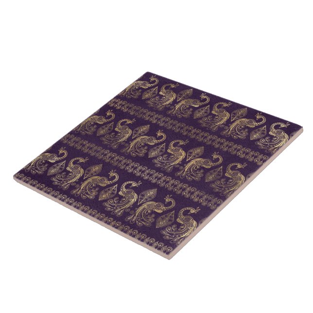 Carreau Boho Purple et Gold Peacock (Côté)