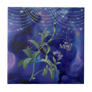 Carreau Boho Purple Vert Lumières Florales