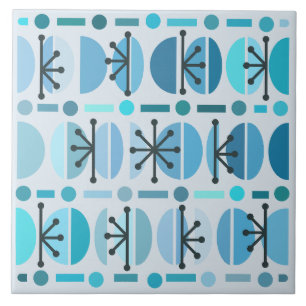 Carreau Boho Retro Bowls Lignes Turquoise
