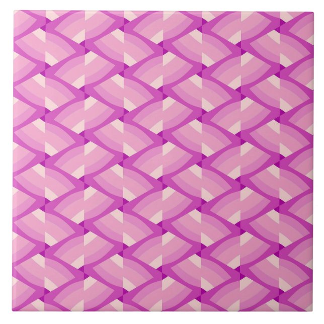 Carreau Boho rose géométrique Moyen-Siècle moderne (Devant)