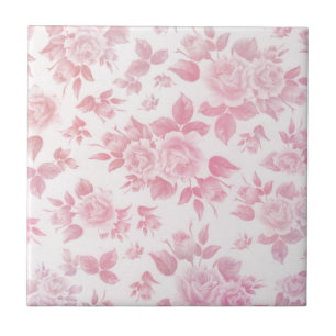 Carreau Boho vintage pays chic rose blanc roses florales