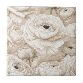 Carreau Boho Vintage Ranunculus  Tiles  For Cooking Space