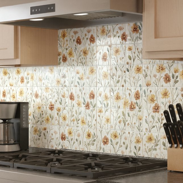 Carreau Boho Watercolor Wildflower Ceramic (Créateur téléchargé)