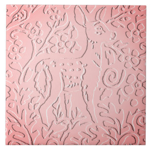 Carreau Bois Pink Ombre Deer Fawn Embossé Floral