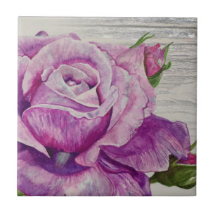 Carreau Bois rustique Aquarelle Rose violet