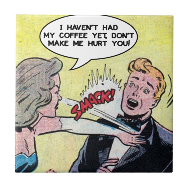 Carreau Boissons de café du matin Drôle Bande dessinée (Devant)