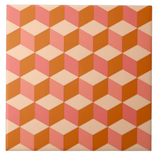 Carreau Boîtes 3D, Mandarin et Pastel Orange