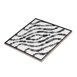 Carreau Boîtes Noires À Cordes Sur L'Art Moderne Blanc