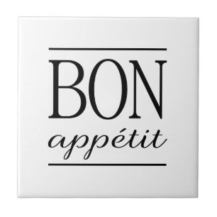 Carreau BON APPETIT Cuisine Typographie Citation Noir & Bl