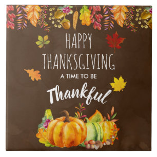 Carreau Bon thanksgiving Citrouilles et feuillage d'automn