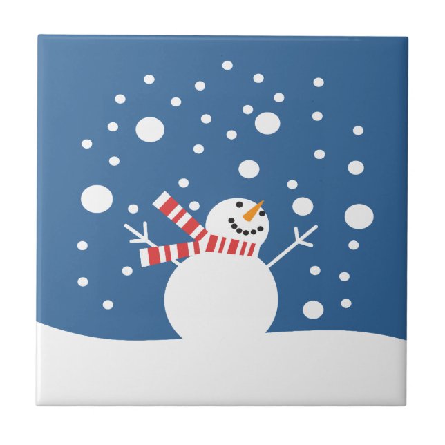 Carreau Bonhomme de neige de vacances d'hiver (Devant)
