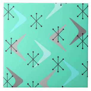 Carreau Boomerangs du milieu du siècle Starbursts Mint Gre