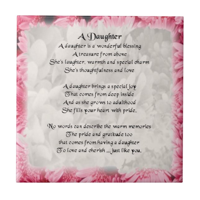 Carreau Bord floral rose - tuile de poème de fille (Devant)