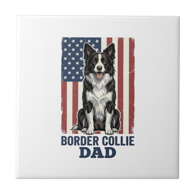 Carreau Border Collie Dad Patriotic Vintage Dog Shirt Desi (Devant)