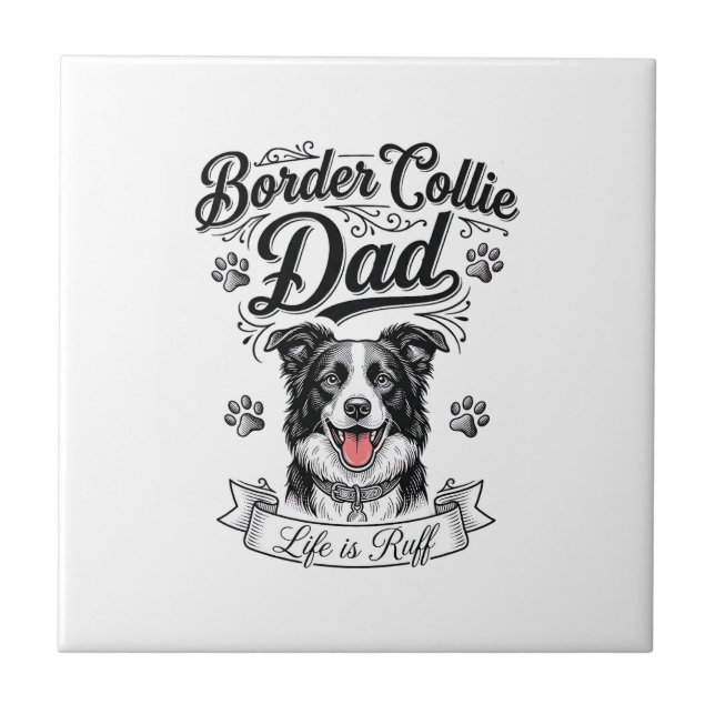 Carreau Border Collie Dad Vintage Engraving Dog Shirt Desi (Devant)