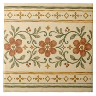 Carreau Bordure de ruban de jardin floral en terre cuite v