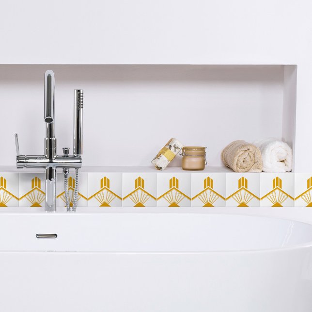 Carreau Bordure géométrique Jaune Art Déco Gold Mustard (Créateur téléchargé)