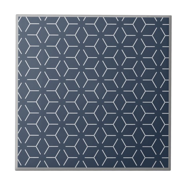 Carreau Bordure gris foncé Blanc Motif géométrique (Devant)