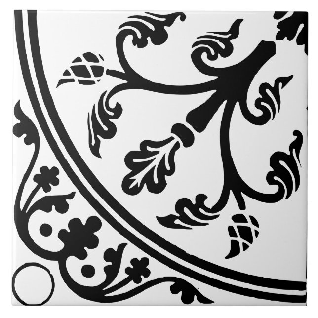 Carreau Botanical Abstract Large Print Black and White (Devant)