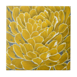 Carreau botanique à fleurs jaunes