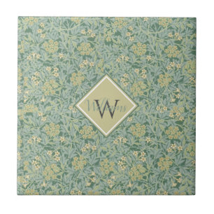 Carreau Botanique Floral Antique Motif Turquoise et Jaune