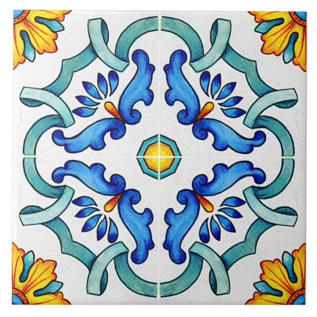 Carreau Botanique Ornamental Méditerranéen (Devant)