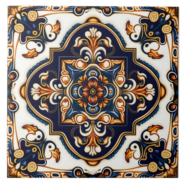 Carreau Botanique Ornate Espagnol Motif méditerranéen (Devant)