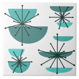 Carreau Botte d'art du milieu du siècle Starbursts Turquoi