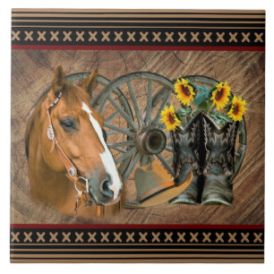 Carreau Botte de cowboy du cheval occidental Casquette rou