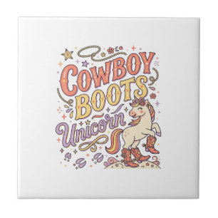 Carreau Bottes de cowboy licorne Licorne Fantaisie Zazzle 