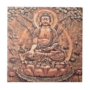 Carreau Bouddha de cuivre étonnamment détaillé