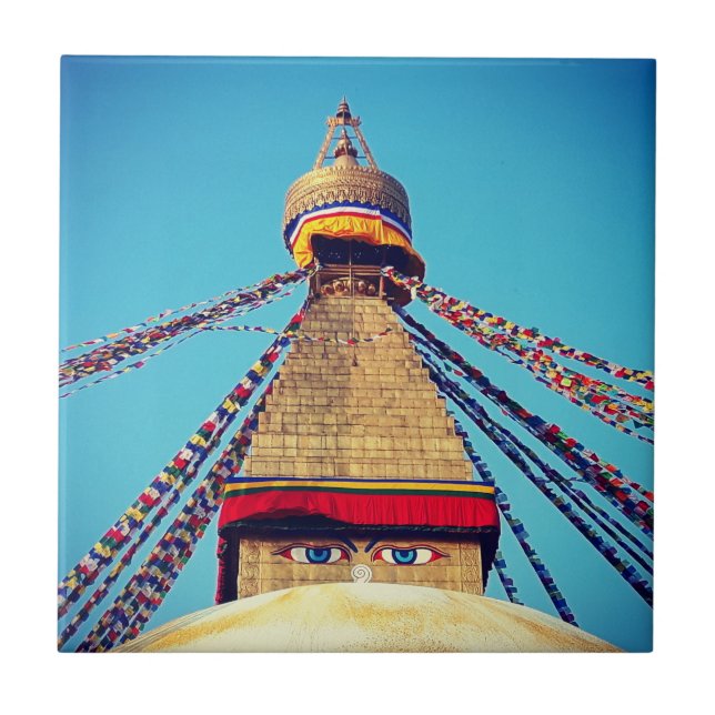 Carreau Boudhanath Stupa, Bouddha Eyes, Katmandou, Népal (Devant)