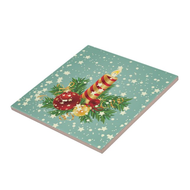 Carreau Bougie De Noël Et Flammes De Neige (Côté)