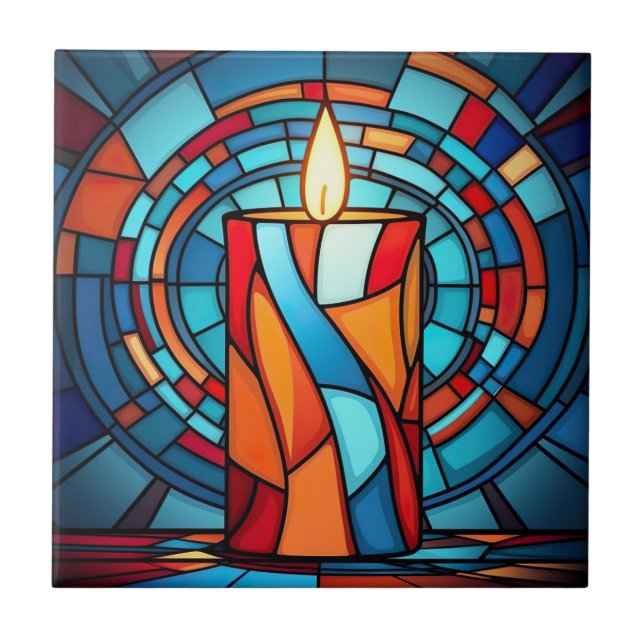 Carreau Bougie de Noël rétro des années 60 (Devant)