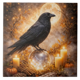 Carreau Bougies Corbeau et Boule Cristalline Mystique