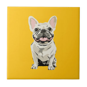 Carreau Bouledogue français crème, j'aime mon chien
