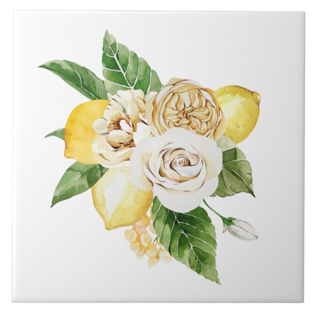 Carreau Bouquet de citrons et de rose (Devant)