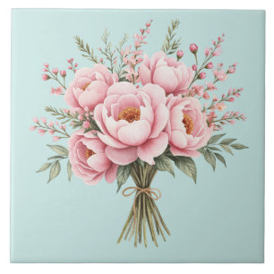 Carreau Bouquet de fleurs de pivoine rose joli