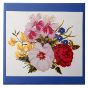 Carreau Bouquet de fleurs du XVIIIe siècle